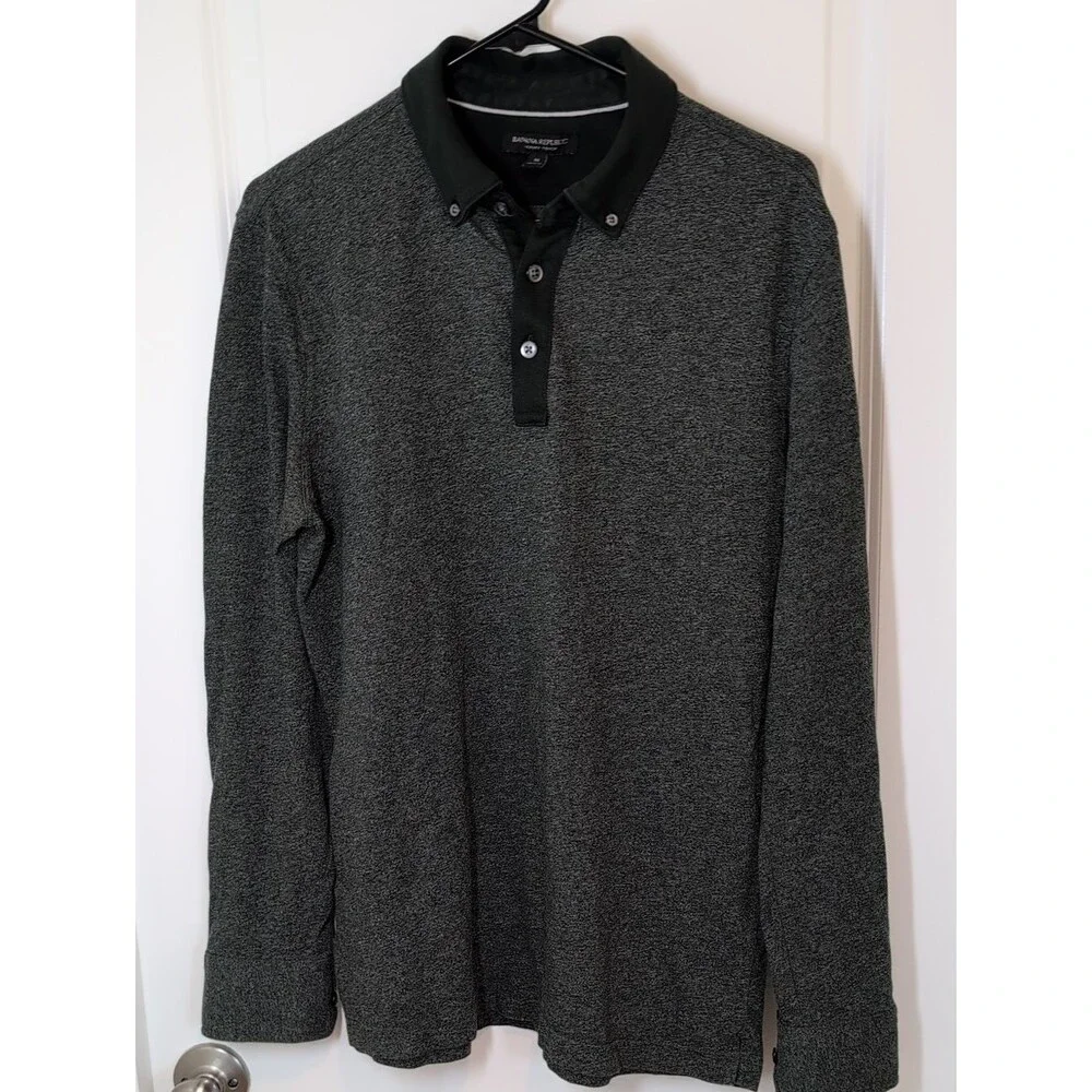 Banana Republic Long Sleeve Polo - Charcoal Heather